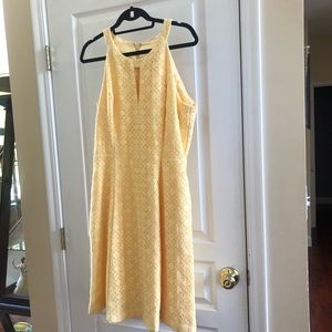Yellow WHBM size 12 dress. Sleeveless lace